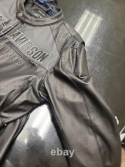 Harley Davidson Mens Reflective Black Leather Jacket XXL 97182 14VM 2XL