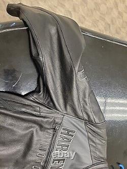 Harley Davidson Mens Reflective Black Leather Jacket XXL 97182 14VM 2XL