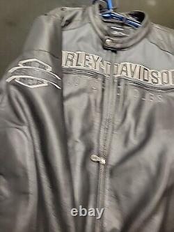 Harley Davidson Mens Reflective Black Leather Jacket XXL 97182 14VM 2XL