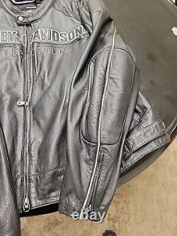 Harley Davidson Mens Reflective Black Leather Jacket XXL 97182 14VM 2XL