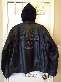 Harley-Davidson Mens Reflective Road Warrior 3/1 Black Leather Motorcycle Jacket