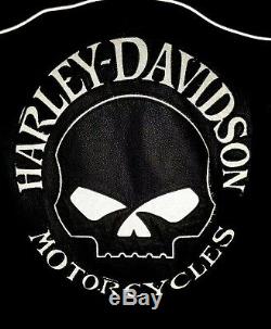 Harley Davidson Mens Reflective Willie G Skull Black Leather Jacket Large