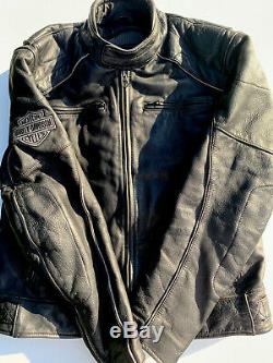 Harley Davidson Mens Reflective Willie G Skull Black Leather Jacket Large