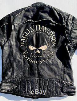 Harley Davidson Mens Reflective Willie G Skull Black Leather Jacket Large