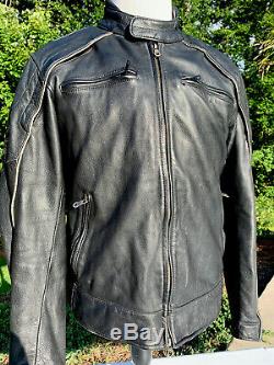 Harley Davidson Mens Reflective Willie G Skull Black Leather Jacket Large