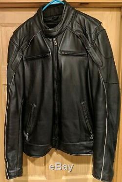 Harley Davidson Mens Reflective Willie G Skull Black Leather Jacket Tall Large