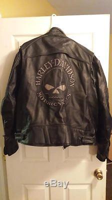 Harley Davidson Mens Reflective Willie G Skull Black Leather Jacket XXL