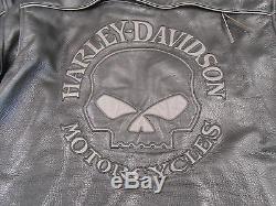 Harley Davidson Mens Reflective Willie G Skull Black Leather Jacket XXL