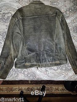 Harley Davidson Mens Vintage 80's Distressed Grey Leather Jacket XL Rare