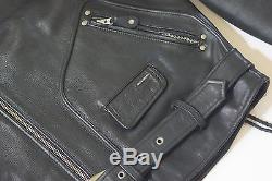 Harley Davidson Mens Vintage Cruiser Embossed Eagle Black Leather Jacket L Rare