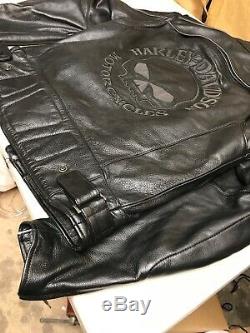 Harley Davidson Mens Willie G Reflective Skull Leather Jacket 98099-07VM Large