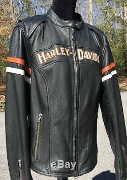Harley Davidson Miss Enthusiast Black Leather Jacket Womens XL Reflective