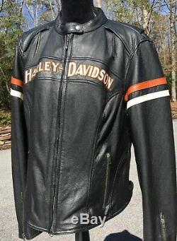 Harley Davidson Miss Enthusiast Black Leather Jacket Womens XL Reflective