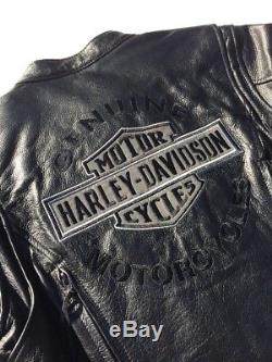 Harley Davidson Miss Enthusiast Black Reflective Leather Jacket Women's Medium