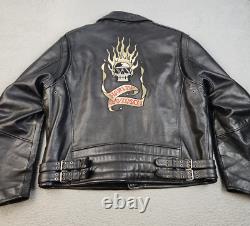 Harley Davidson Motorcycle BLAZING BONES Leather Jacket Flaming Skull Men's 2XL