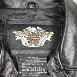 Harley Davidson Motorcycle BLAZING BONES Leather Jacket Flaming Skull Men's 2XL