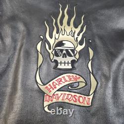 Harley Davidson Motorcycle BLAZING BONES Leather Jacket Flaming Skull Men's 2XL