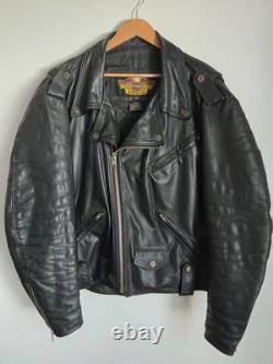 Harley Davidson Motorcycle Biker Black Leather Jacket Mens XXL Made USA