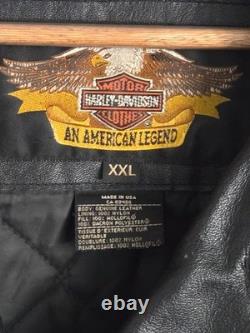 Harley Davidson Motorcycle Biker Black Leather Jacket Mens XXL Made USA