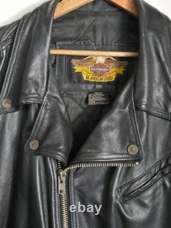 Harley Davidson Motorcycle Biker Black Leather Jacket Mens XXL Made USA