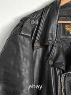 Harley Davidson Motorcycle Biker Black Leather Jacket Mens XXL Made USA