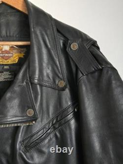 Harley Davidson Motorcycle Biker Black Leather Jacket Mens XXL Made USA