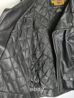 Harley Davidson Motorcycle Biker Black Leather Jacket Mens XXL Made USA