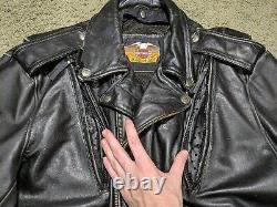 Harley Davidson Motorcycle Classic Biker Leather Jacket Vented Distress Size 2XL