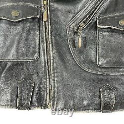 Harley Davidson Motorcycle Jacket Distressed Leather Vintage Small Sewn Eagle