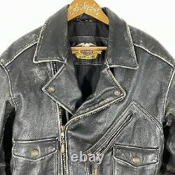 Harley Davidson Motorcycle Jacket Distressed Leather Vintage Small Sewn Eagle