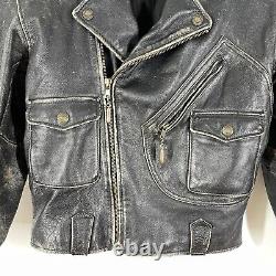 Harley Davidson Motorcycle Jacket Distressed Leather Vintage Small Sewn Eagle