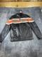 Harley Davidson Motorcycle Jacket Mens Large Leather Logo Full Zip Throat Latch