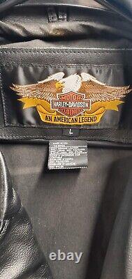 Harley Davidson Motorcycle Men's Black Leather JACKET Large