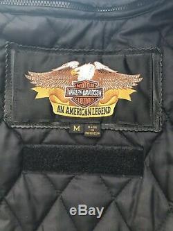 Harley Davidson Motorcycle Men's Medium Black Leather Jacket Removable Lining