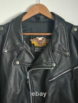 Harley Davidson Motorcycle Mens Black Leather Jacket XXL Made USA