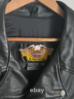 Harley Davidson Motorcycle Mens Black Leather Jacket XXL Made USA