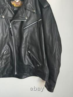 Harley Davidson Motorcycle Mens Black Leather Jacket XXL Made USA