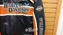 Harley Davidson Motorcycle Riding Jacket + Matching Helmet Mens XL Orange/Black