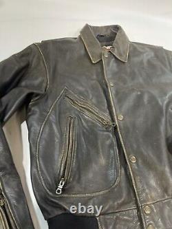 Harley Davidson Motorcycles Brown Leather Full Zip 3 Pocket Jacket Men's Size L
