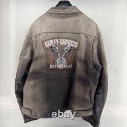 Harley-Davidson Motorcycles Distressed Vintage Leather Riding Jacket Mens 3XL