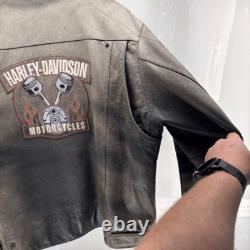 Harley-Davidson Motorcycles Distressed Vintage Leather Riding Jacket Mens 3XL