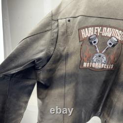 Harley-Davidson Motorcycles Distressed Vintage Leather Riding Jacket Mens 3XL
