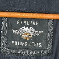 Harley Davidson Motorcycles Leather Jacket Mens 3XL Black Gray Padded Vented