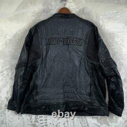 Harley Davidson Motorcycles Leather Jacket Mens 3XL Black Gray Padded Vented