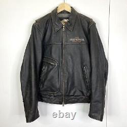 Harley Davidson Motorcycles Leather Jacket Mens Size Medium Black Eagle Biker