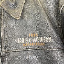 Harley Davidson Motorcycles Leather Jacket Mens Size Medium Black Eagle Biker