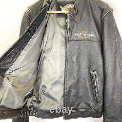 Harley Davidson Motorcycles Leather Jacket Mens Size Medium Black Eagle Biker