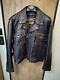 Harley-Davidson Nevada Men's black leather trucker jacket size Large