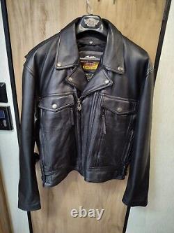 Harley-Davidson Nevada Men's black leather trucker jacket size Large