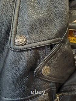 Harley-Davidson Nevada Men's black leather trucker jacket size Large